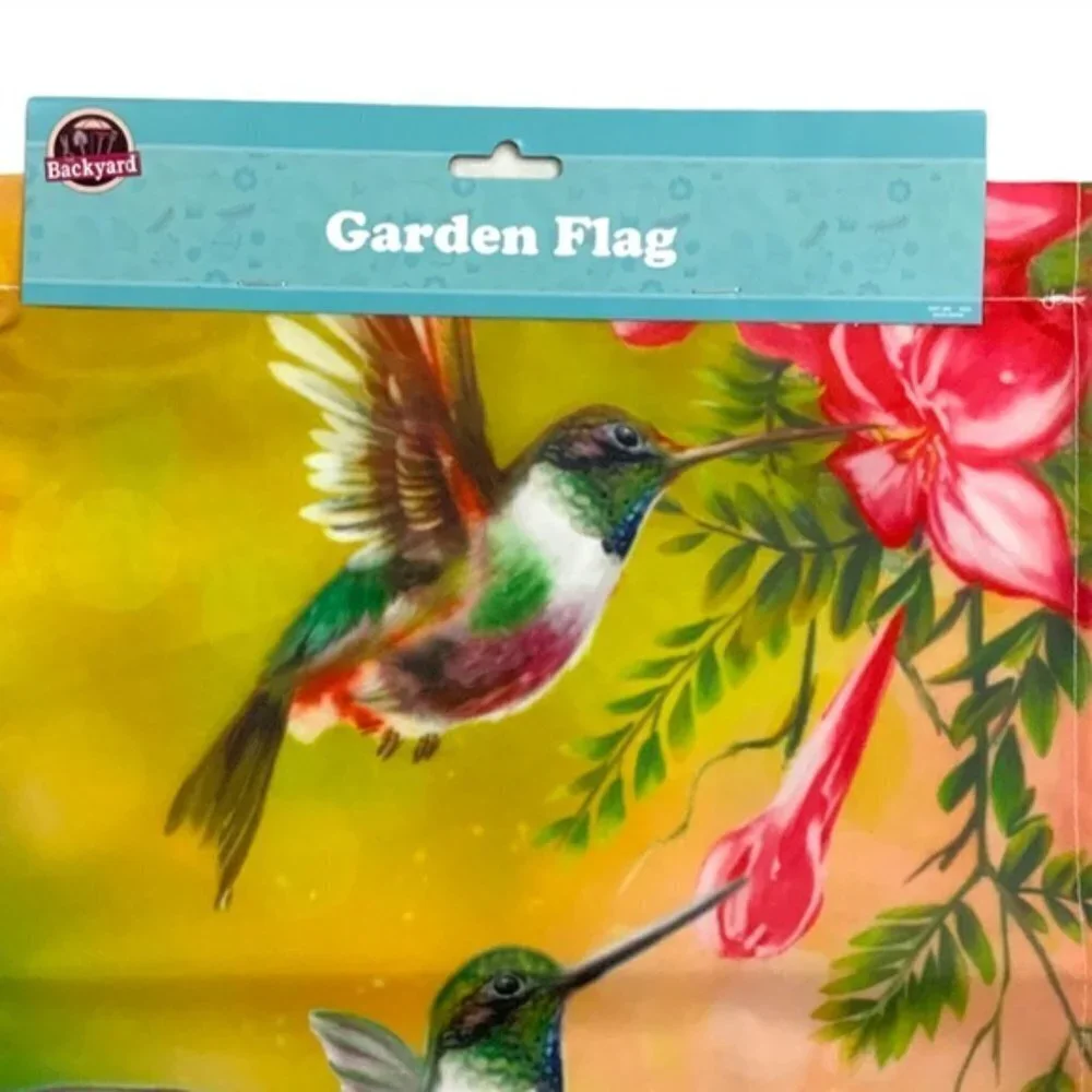Garden Yard Flag Hummingbirds Garden Welcome Floral Multicolor 12 X 18 in